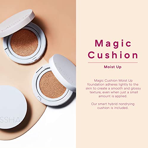 Missha Magic Cushion Moist Up No.23 Natural Beige For Light With Neutral Skin Tone/Long-Lasting, High Coverage, Hydrating Cushion Foundation #TOP1