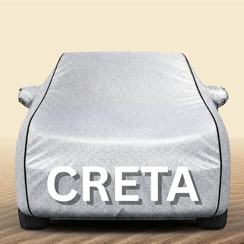 Image of 100% Waterproof Creta Car Cover Heavy Duty - Premium Polyester Car Body Cover, All Weather Outdoor Protection, UV Resistant, Dustproof, Windproof, Heat Resistant, Scratch Resistant (Silver)