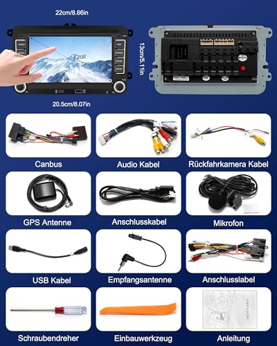 Ledio Bluetooth Autoradio mit Bildschirm für VW Golf 5 6 T5 Polo 6r Caddy Passat Touran Seat, Auto Radio mit Navi WLAN FM/AM Dab Radio, Apple Carplay Android Auto Mirrorlink 2Din 7 Zoll Android 14 GPS