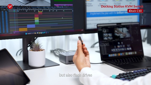 Image of AV Access Dual Monitor KVM Docking Station for Laptop & Desktop, GbE, EDID, 5xUSB-A, HDMI 4K@60Hz USB C KVM Switch 2 Monitors 2 Computers, 60W Laptop Charge, for Home Office Workstations (iDock C10)
