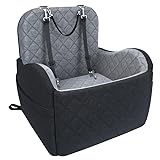 Dog Booster Car Seat, 6in Memory Foam Adjustable Booster Cushion for Small/Medium Dogs, Detachable and Washable Dog Car Seat with Cooling Mat, Pet Booster Seat with Storage Pockets, 2 Safety Belts