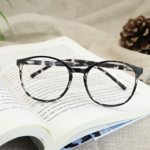 Image of Vintage Round Blue Light Blocking Glasses 3 Packs Anti Eyestrain UV Filter Computer Glasses Anti-Blue Light Glasses for Men Women Leopard+Transparent+Black Purple