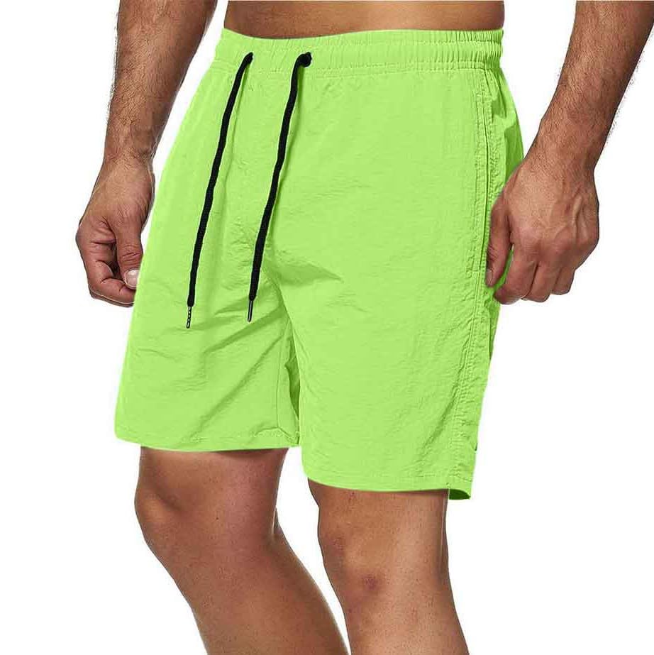 Sinzelimin Men Beach Shorts Fashion Solid Color Quick-Drying Sport Fitness Short Sweatpant Lace up Elastic Waist Swim Trunks