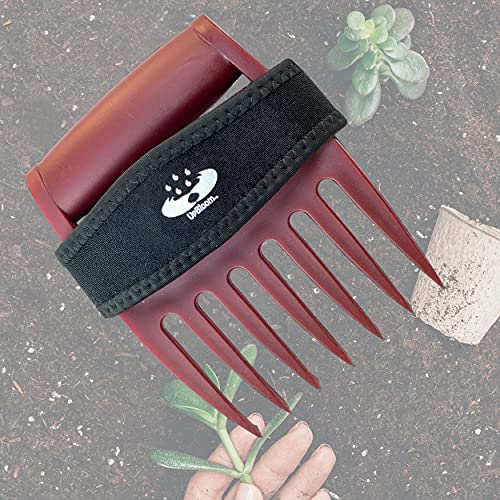 UpBloom - Garden Hand Cultivator Includes 2 Pairs of Spandex Gardening Gloves - ergonomically Designed to rake, dig, Weed, Plant, Aerate and Cultivate Vegetable and Flower beds (Large)