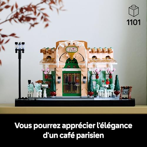 LEGO Icons Le café français - Construction pour Adulte sur Paris - Architecture Parisienne, chaises décoratives, Pots de Fleurs - Maquette de décoration Maison ou Bureau - Cadeau Femme ou Homme 10362