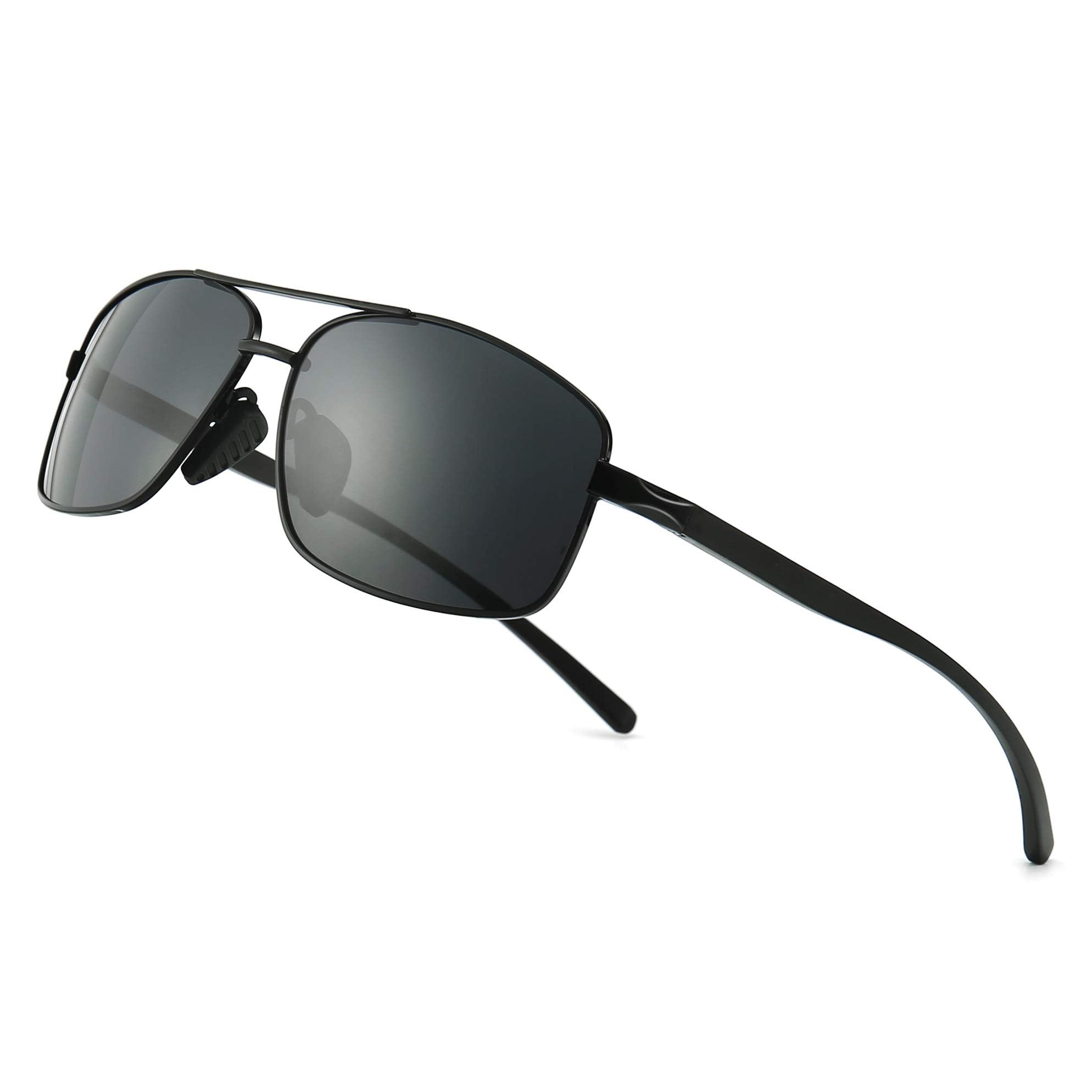 SUNGAIT Retro Rectangulares Gafas de sol Hombre Polarizadas Clásico metal Marc ClimeCo Certified