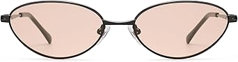 Retro Oval Cat Eye Sunglasses for Women, Vintage Metal Frame with Spring Hinge, Trendy Fashion Glasses AP3730
