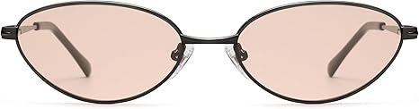 Retro Oval Cat Eye Sunglasses for Women, Vintage Metal Frame with Spring Hinge, Trendy Fashion Glasses AP3730