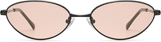 Retro Oval Cat Eye Sunglasses for Women, Vintage Metal Frame with Spring Hinge, Trendy Fashion Glasses AP3730