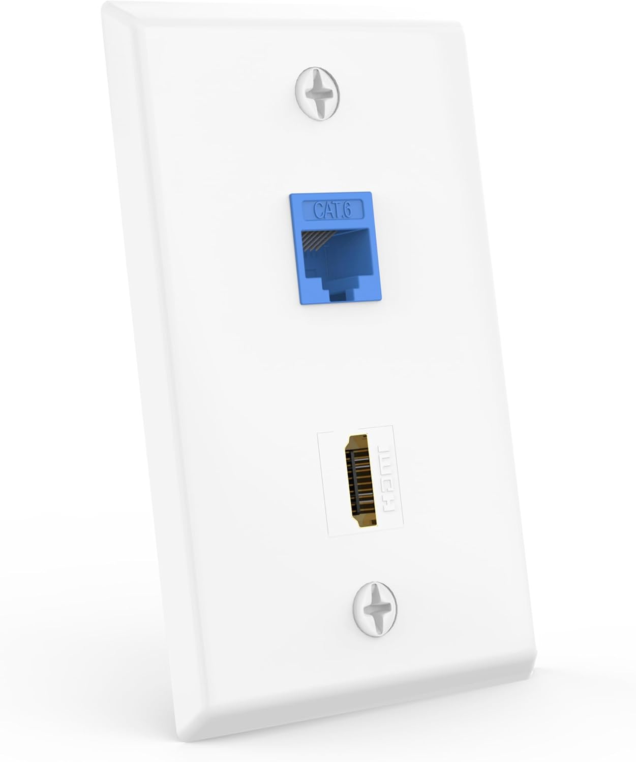 VCE 8K HDMI Ethernet Wall Plate (UL Listed), Female to Female RJ45 CAT6 Keystone Coupler and HDMI Keystone Jack Insert with 2-Port Keystone Wall Plate for HDTV/CAT6/CAT5E Ethernet Cables