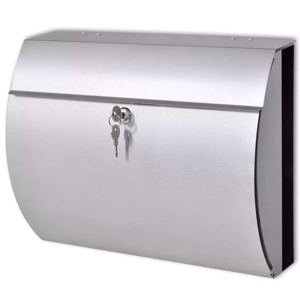 Sufrk Stainless Steel Mailbox,Parcel Delivery Box Lockable Letter Weatherproof Post Box Stylish Letterbox For Keep Your Mail Safe