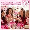 Rtteri 6 Pcs Galentine's Day Gift Bags Hot Pink Clear Makeup Bag with Frame Happy Galentine's Day Makeup Cosmetic Bag Toiletry Storage Purse Bulk for Friends Valentine Party Favors #4