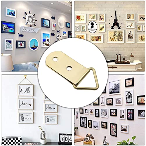 Image of MroMax 100PCS Ring Picture Frame Buckle 1.5 inch x 0.43 inchGold Tone Assortment Kit for Home Decoration Picture Frames Photo Hanging Solutions