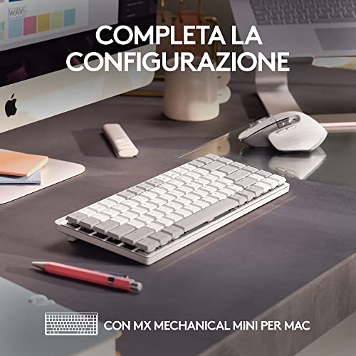 MX Master 3S per Mac - Mouse Bluetooth a scorrimento ultraveloce, ergonomico, 8K DPI, tracciamento su vetro, clic silenziosi, USB-C, Apple, iPad - Grigio chiaro - Mouse gaming - Immagine 10