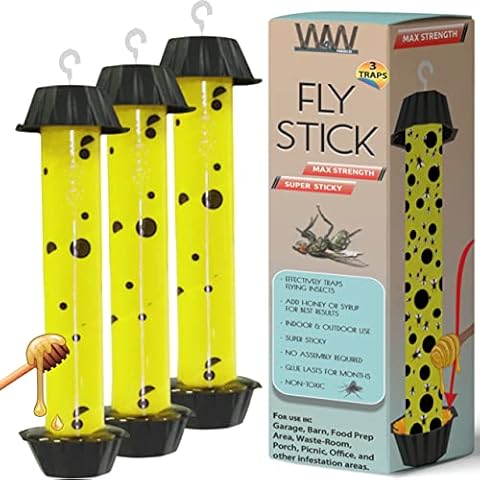 W4W, Jumbo Fly Stick- Super Sticky Fly Trap, Bugs Flies & Insects (3 Traps Included)-[3 Pack] Cover