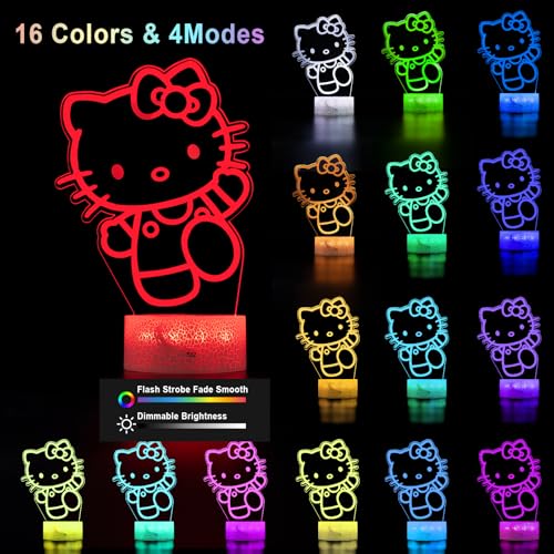 Image of KIEAL 16 Colors Cartoon Night Light, Anime Character Change Decor Lamp with Remote, Dim, Timer, Fans Kids Gifts for Christmas Birthday Boys Girls