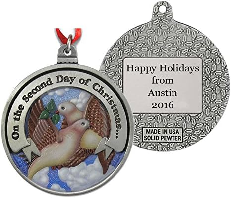 2nd Day of Christmas Gallery Color Print Personalized Pewter Ornament IMC-Retail