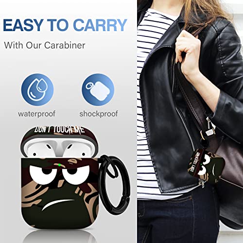 Image of for Airpods Case, Don't Touch Me for Airpods Cover with Keychain /Lanyard Soft Cute Shockproof Cover for Women Men Compatible with for Airpods 2 /1 Charging Case,Brown