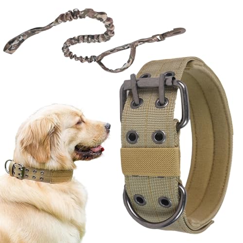 Rebornsun ドッグカラー - ナイロン製 ワイド厚手 ペット牽引用品 リード付き,ナイロン製大型犬用首輪ヘビーデューティー,キャンプ 運動 服従訓練 アウトドア活動 用