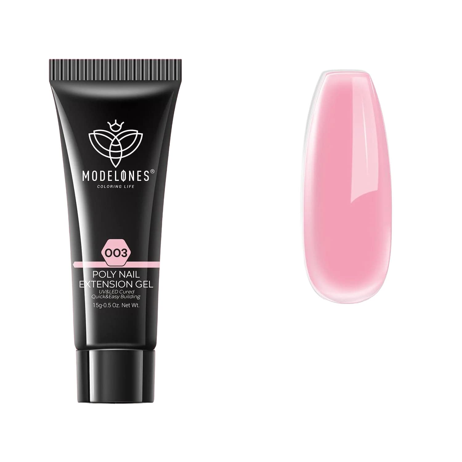 MODELONES 15ml Poly Nail Gel Builder Nail Extension Gel Enhancement Nail Thickening Acrylic Extension nail polish gel (Pink Poet 003)