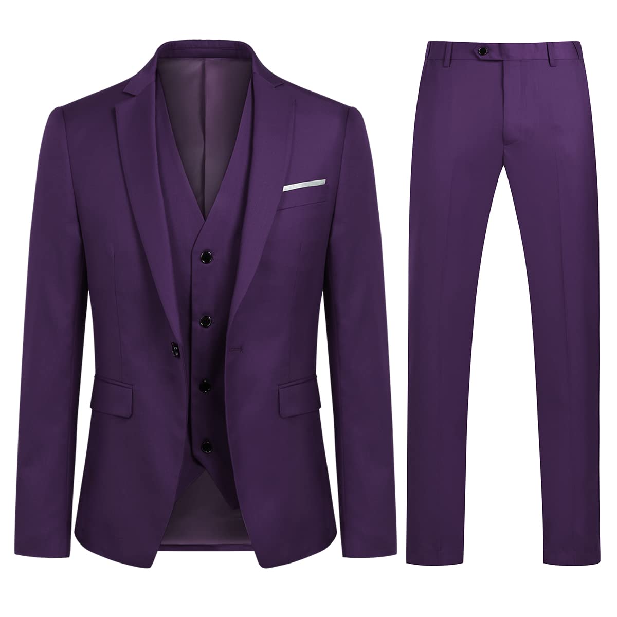 Allthemen Abito da Uomo 3 Pezzi Slim Fit Completo Formale da Matrimonio Un Bottone Giacca Gilet Pantaloni