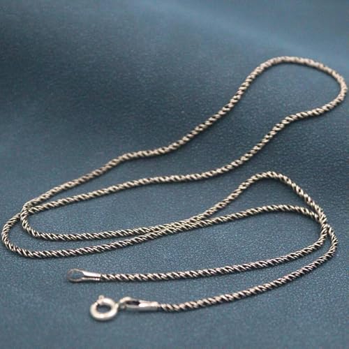 Collier de Corde Argent S925 Mixte - Chaîne Torsadée 1.5 mm pour Pendentif 50cm