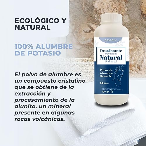Desodorante Pies. (200Gr) Talco Para Pies De Alto Poder Antitranspirante. Polvo De Alumbre Puro, Natural Y Sin Aluminio. Para Sudor Y Mal Olor Durante 24hs. Ecologico Y Sin Parabenos. (DOS (200Gr.)) - imagen 4