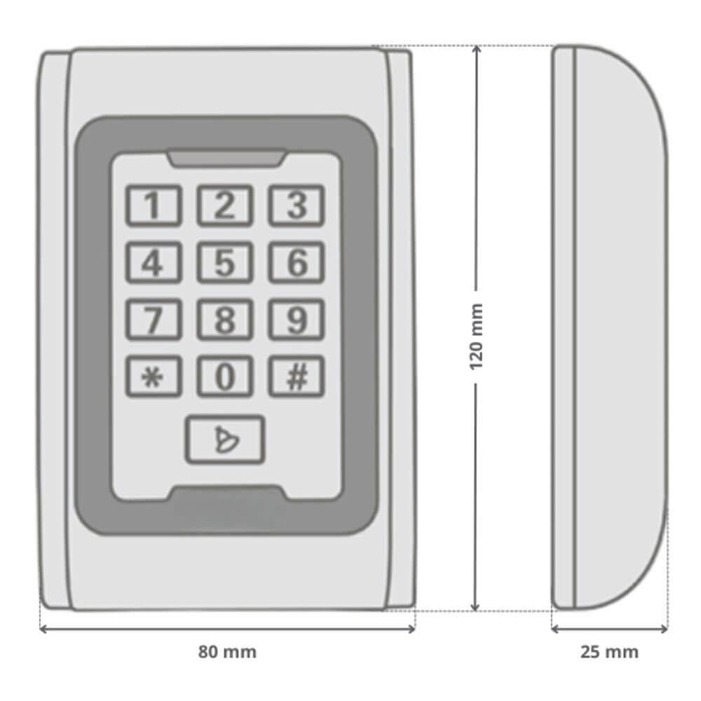 Clavier de contrôle d'accès à Codes et Badges RFID EM 125 KHz, Étanche IP68, 12-24V DC, Autonome, 2 000 utilisateurs - S5