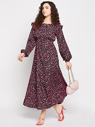 Image of SEREIN Women's Crepe Fit and Flare Maxi Casual Dress