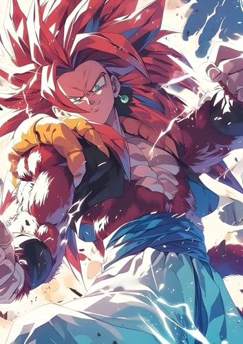 Image of NIJUKA Anime Printed A4 Size Metal sheet Poster For Home And Room Decoration | For Anime Art Fans Boys And Girls (Gojeta SS4 Power Up Look)