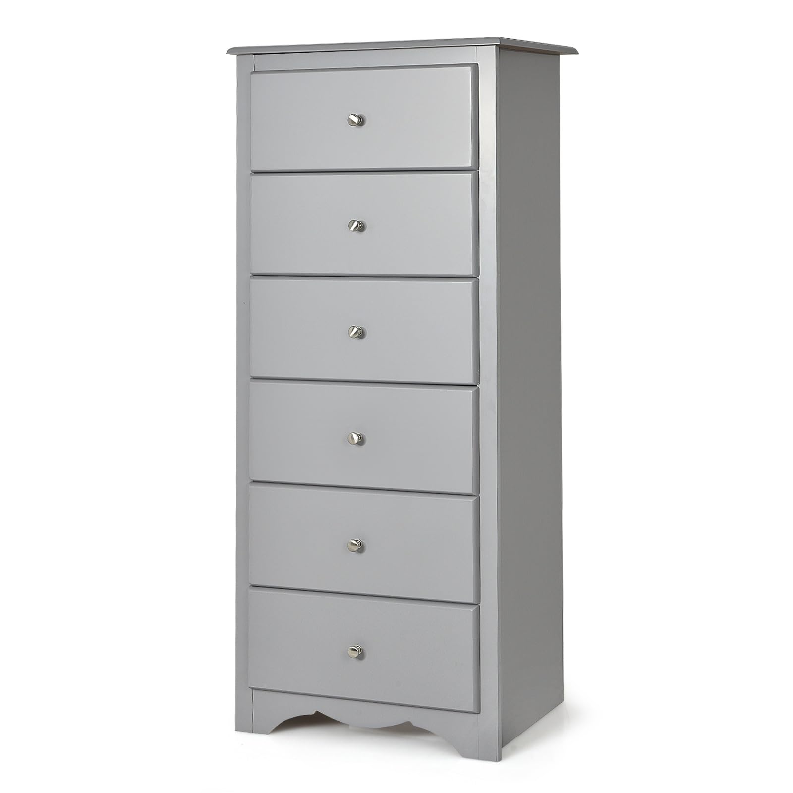 Multigot Chest of Drawers, 6-Drawer Storage Cabinet with Anti-tipping Device, Wooden Drawer Dresser Organizer for Living Room, Bedroom, Hallway and Closet (Grey)