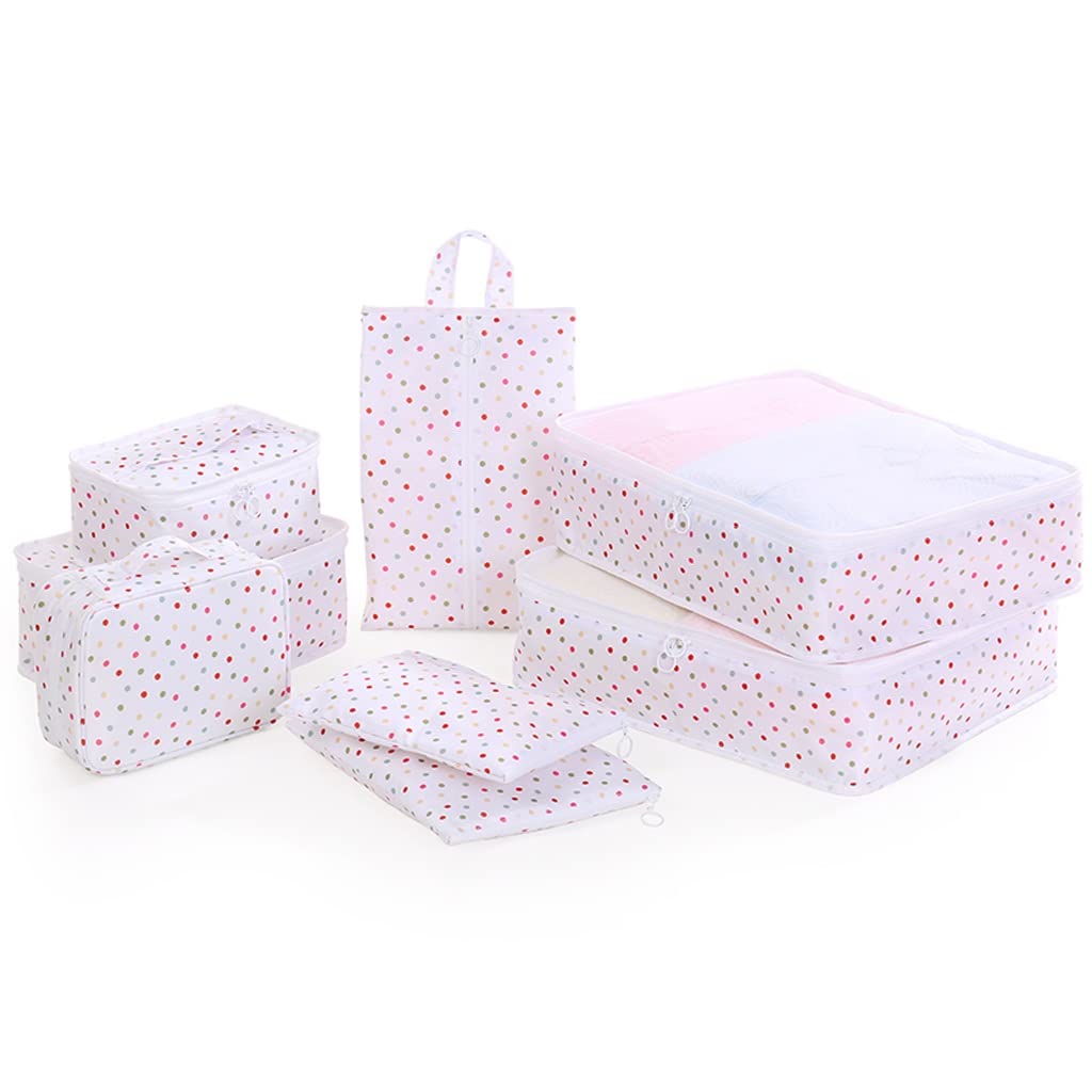 Set di 8 cubi da imballaggio a Compressione Adatti per Bagagli da 24/26 Pollici, organizzatori di Viaggio, Vestiti, Articoli da toeletta, Borse, da Parete (Bianco) (Bianco)