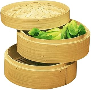 Personal Size Dimsum High Tea 6" Diameter Bamboo Steamer - Stackable Two Baskets