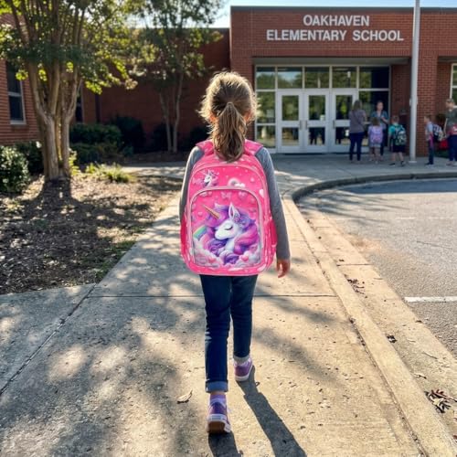Image of 15 inch Unicorn Backpack for Girls, Pre-K & Elementary School Bag with Chest Strap, Sparkly Kids Travel Bookbag with Holographic Piping (Ages 4-10)