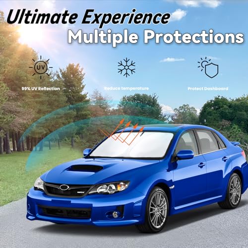 Image of Windshield Sun Shade for Subaru Impreza WRX Sedan 2017-2023 | Car Front Window Sunshade with 240T Sun Visor Protector Blocks UV Rays Heat Sun Shield Accessories