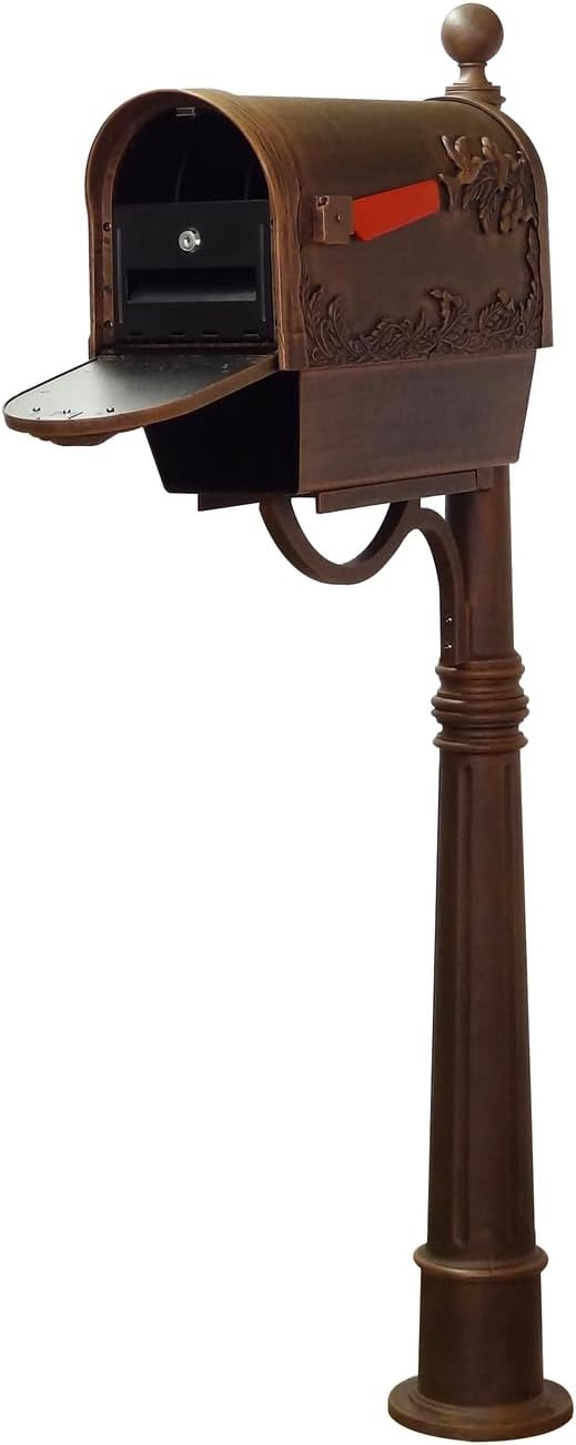 Special Lite Products Hummingbird Curbside Mailbox with Newspaper Tube, Locking Insert and Ashland Mailbox Post