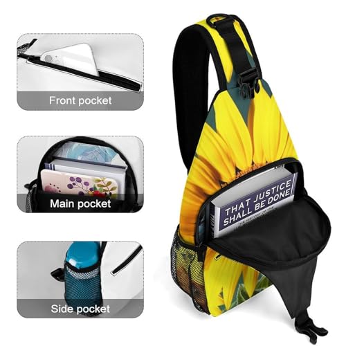 Mochila de pecho tipo sling Bloom Sunflower para hiking miniatura 4