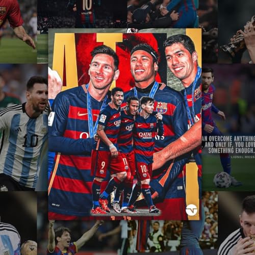 Image of auraposter Messi Poster (Set of 40) | Lionel Messi Mini Posters (15 x10 cm) | Wall, Bedroom, Living room | Football Posters for Wall | Glue Dots Included