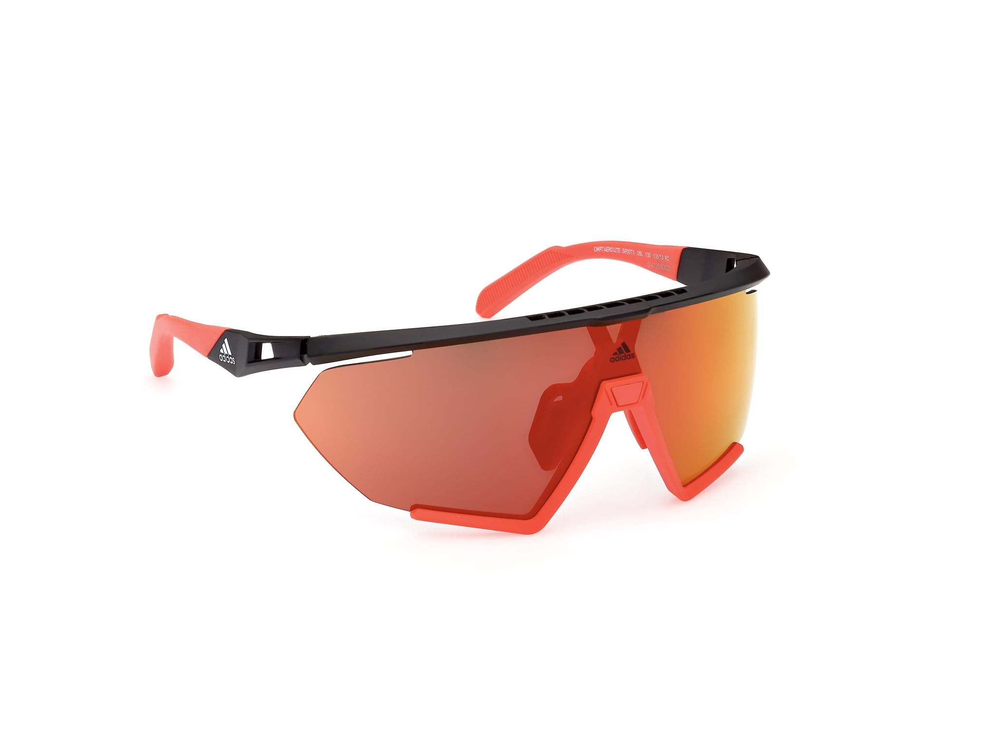 adidas Sport SP0071 Sonnenbrille Herren, Sportliche Dünne Leichte Sonnenbrille, Geometrische Linsenform, Inklusive Etui, Roviex Verspiegelte Gläser, Schwarz
