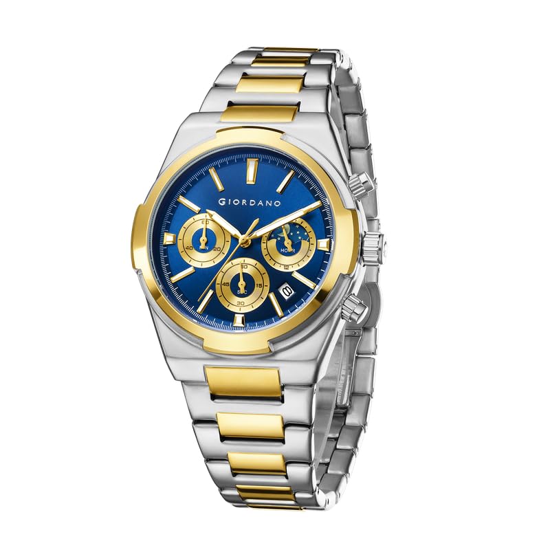 Image of Giordano Luxury Multifunction Quartz Watch for Men with Round Dial, Triple Sub-Dials, Moonphase Display, Date Window, Water Resistant and Stainless Steel Strap - GZ-50152