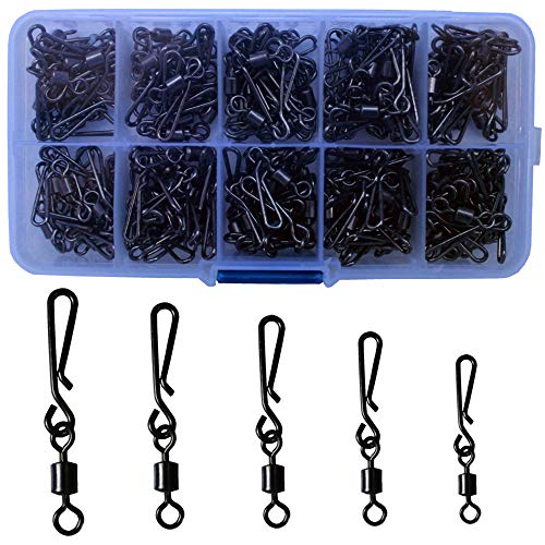 Luengo 100pcs Quick Change Snap Fishing Clip Swivel Connector Fishing Hook Fishing Line Connect Fishing Swivels Fast Lock Fishing Swivel Tackle Accessory for Outdoor Fishing (100pcs 10#)