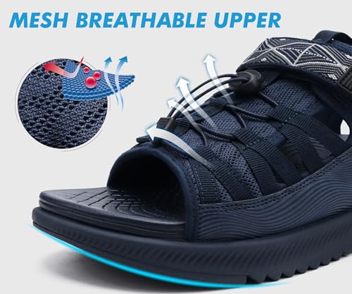 ONCAI Men Hiking Sandals, Arch Support Walking Sandals with Outdoor Orthotic Footbed for Plantar Fasciitis, Hombre Sandalias Recovery Sport Size 7-142