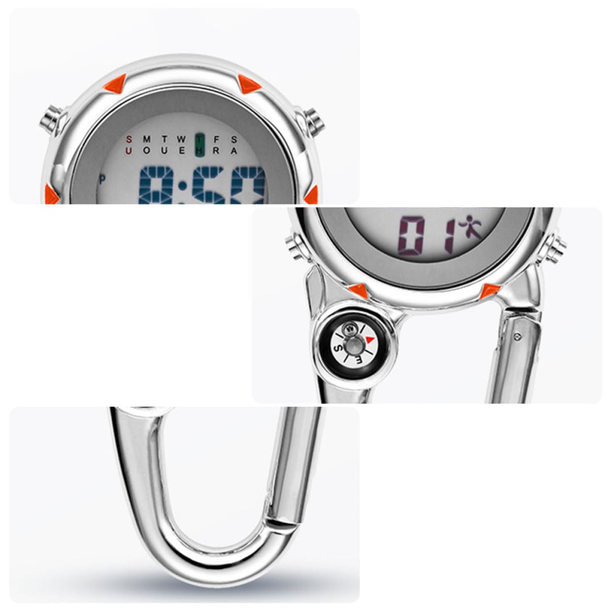 Toyvian Bergsteiger Hakenhangtisch Kletteruhr Ansteckuhr Uhr Aus Edelstahl Karabiner Uhr Beim Klettern Aufpassen Clip Watch Rucksackuhr Orange Rostfreier Stahl