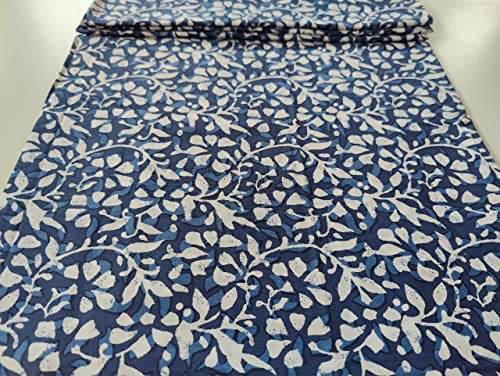 Image of Floral Printed Cotton Fabric Cloth Hand Block Print Fabric Women Material Running Jaipuri Hand Block Printed Women Dress Material Kurtis Natural 44 inch Inches Width 2.5 Meter (Pattern 40)