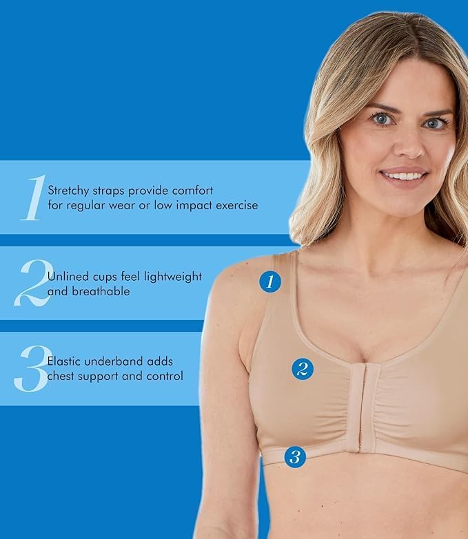 Bestform 5006014 Comfortable Unlined Wireless Cotton Stretch Sports Bra with Front Closure - Image 6