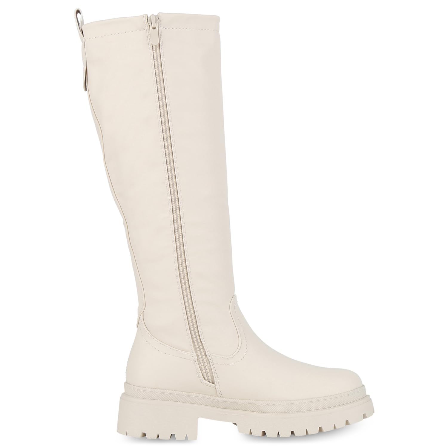 VAN HILL Damen Plateaustiefel Blockabsatz Plateau Vorne Trendy Schuhe 840614 213379 Beige 39