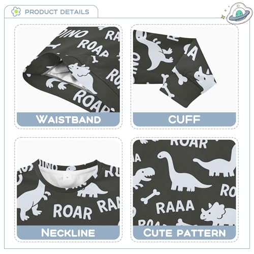 JUNZAN White Dinosaur Black Big Girls Sweatshirts Hoodies Long Sleeve Sweatshirt With Hoodie Athletic 4T3