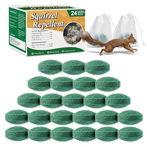 Pblovylu 24 Pack Squirrel Repellent Balls, Peppermint Oil Squirrel Deterrent for Groundhog Outdoor &...