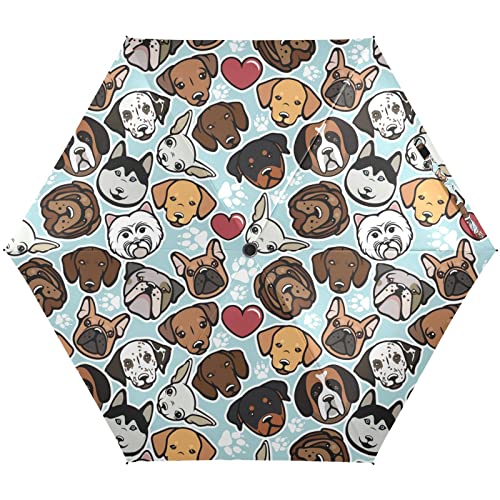 Mrmian Cute Doodle Dog Print Folding Umbrella For Rain Sun Travel Animal Mini Lightweight Compact Umbrellas #TOP8