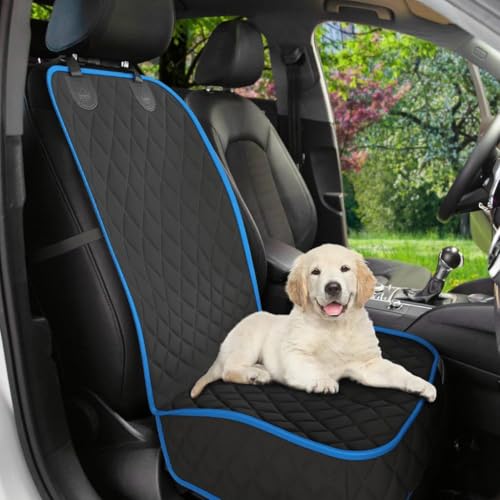 Image of Front Seat Dog Cover for Car, Truck & SUV - Waterproof, Non-Slip Pet Car Seat Cover for Dogs - Durable, Clean, Front Passenger Seat Protector for Pets & Vehicles. (1, Blue)